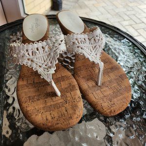 Heeled White Lace Sandals